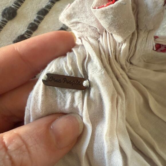 FREE PEOPLE | LYLA Red Floral Gauze High Neck Ruffle Hem Mini Dress | Medium - Picture 6 of 6